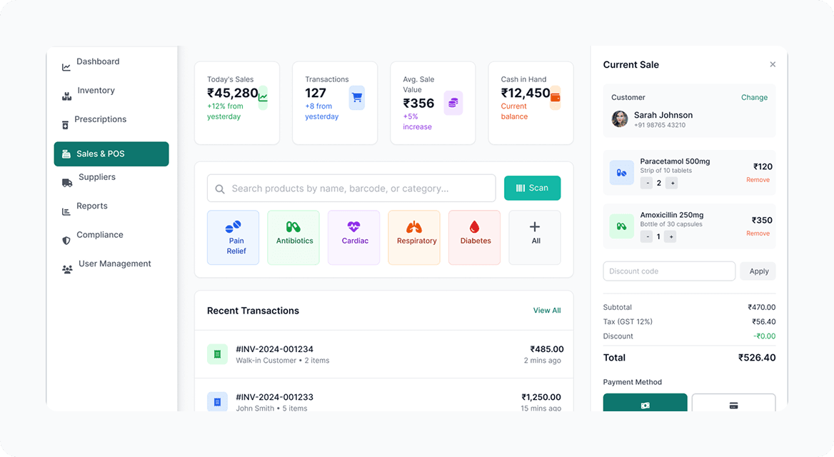 Sales & Billing Dashboard Interface